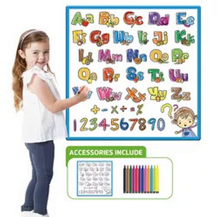 Poster Lavabil de Colorat Alfabetul Yisheng, Textil, Multicolor, 80x80cm, 4-7 ani