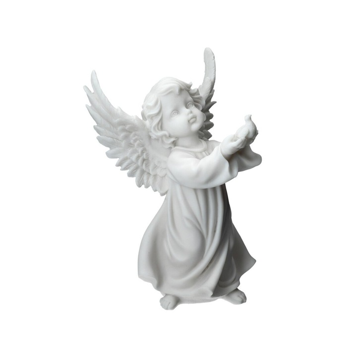 Figurina decorativa, Luka, Model ingeras, 32cm, Alb