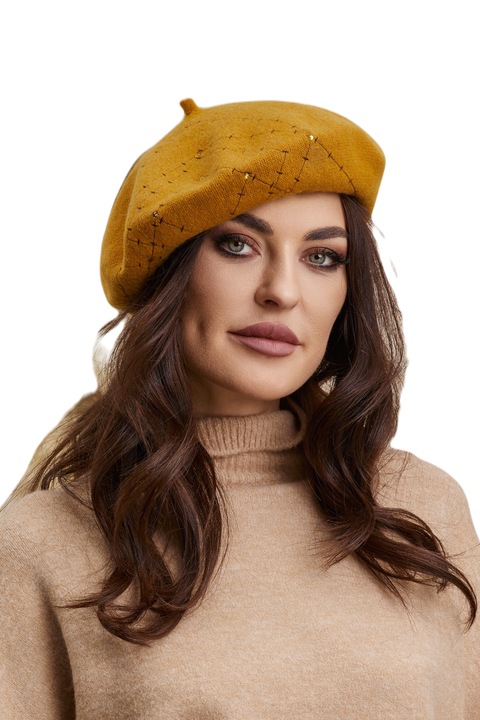 Bereta de dama Ralenne Tabita, 100% Lana, Galben miere, One-Size