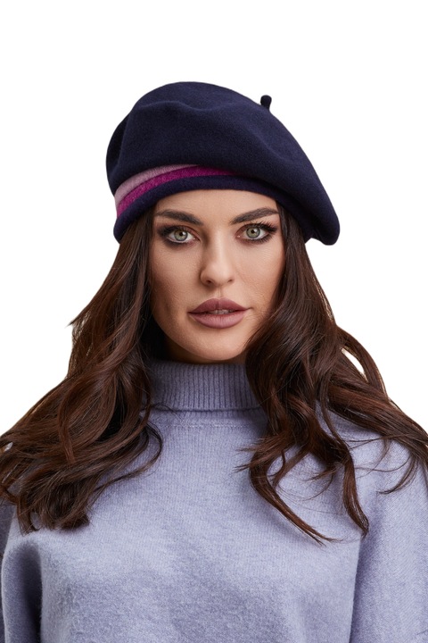Bereta de dama Ralenne Kisa, 100% Lana, Bleumarin/Lila/Fucsia, One-Size