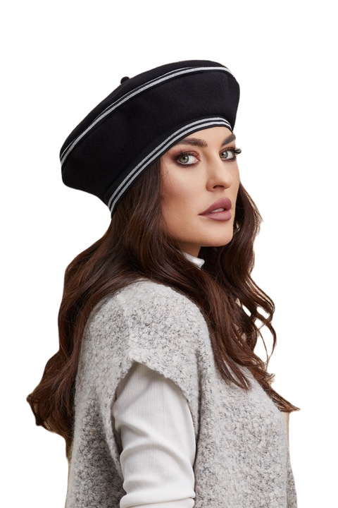 Bereta de dama Ralenne Olena, 100% Lana, Negru, One-Size