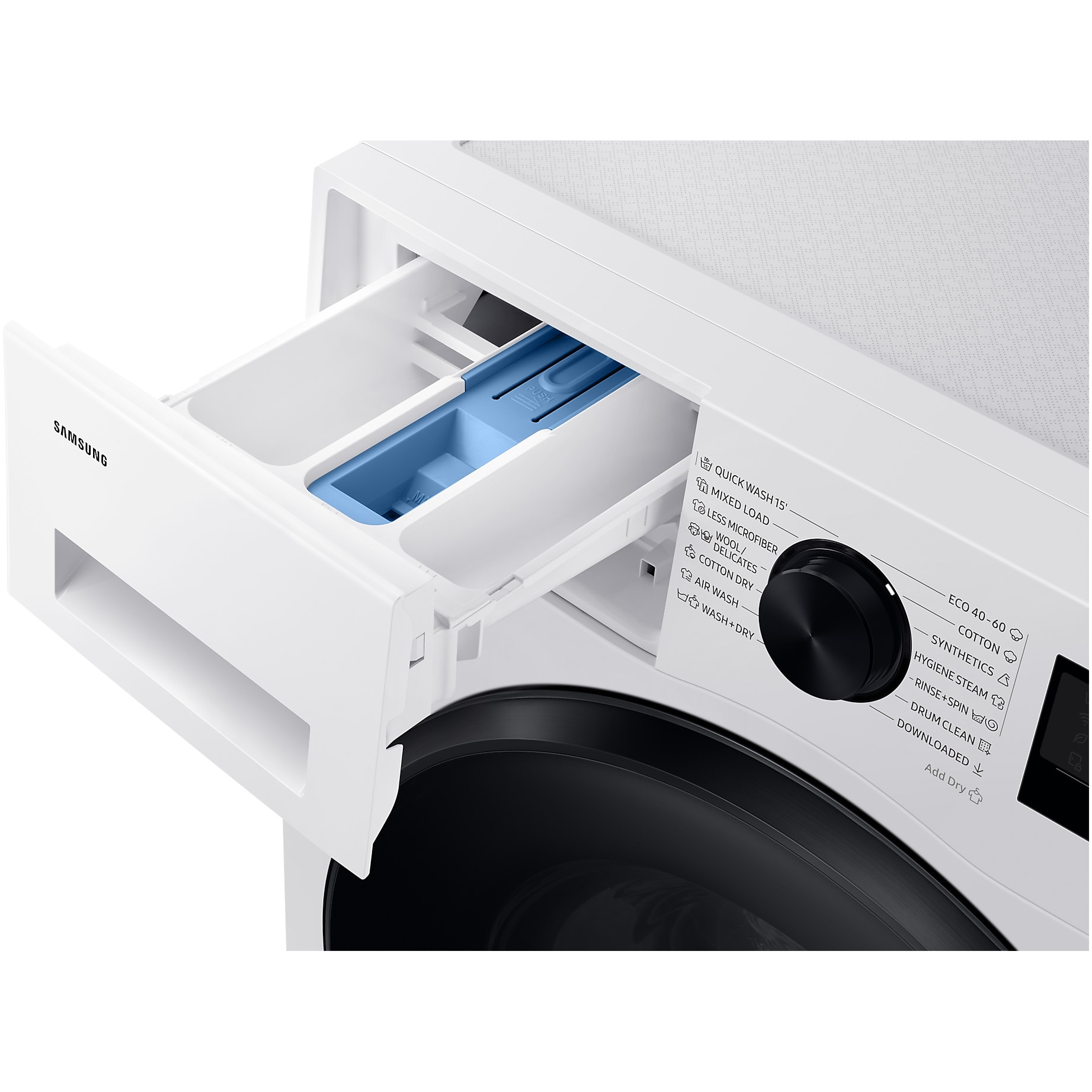 Masina de spalat rufe cu uscator Samsung WD11DG5B15BELE, Spalare 11 kg, Uscare 6 kg, 1400 RPM, Clasa D, AI Ecobubble, WiFi, Alb