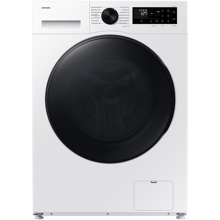 Пералня със сушилня Samsung WD90DG5B15BELE, Пране 9 кг, Сушене 6 кг, 1400 об/мин, Клас D, AI Ecobubble, WiFi, Бял