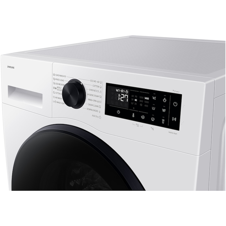 Masina de spalat rufe cu uscator Samsung WD11DG5B15BELE, Spalare 11 kg, Uscare 6 kg, 1400 RPM, Clasa D, AI Ecobubble, WiFi, Alb