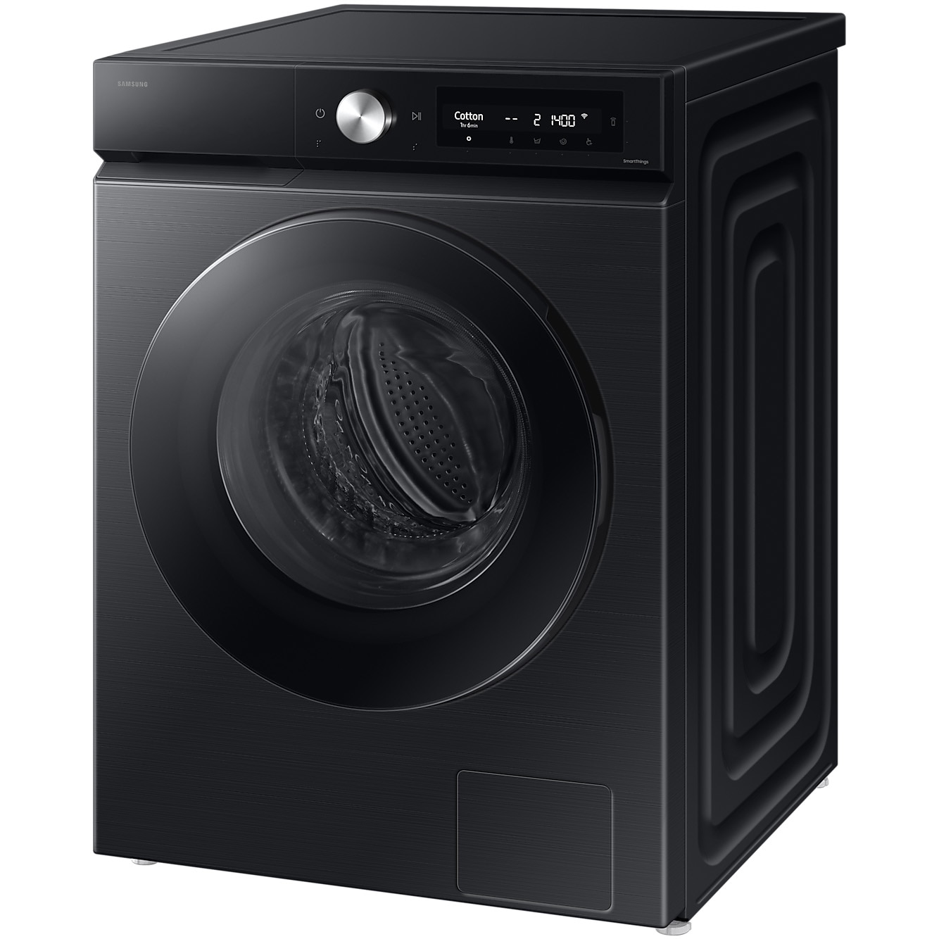 Masina de spalat rufe cu uscator Samsung Bespoke AI WD90DB7B85GBU4, Spalare 9 kg, Uscare 6 kg, 1400 RPM, Clasa D, AI Wash, Auto Dispense, AI Ecobubble, AI Control, Super speed 39 min, WiFi, Negru