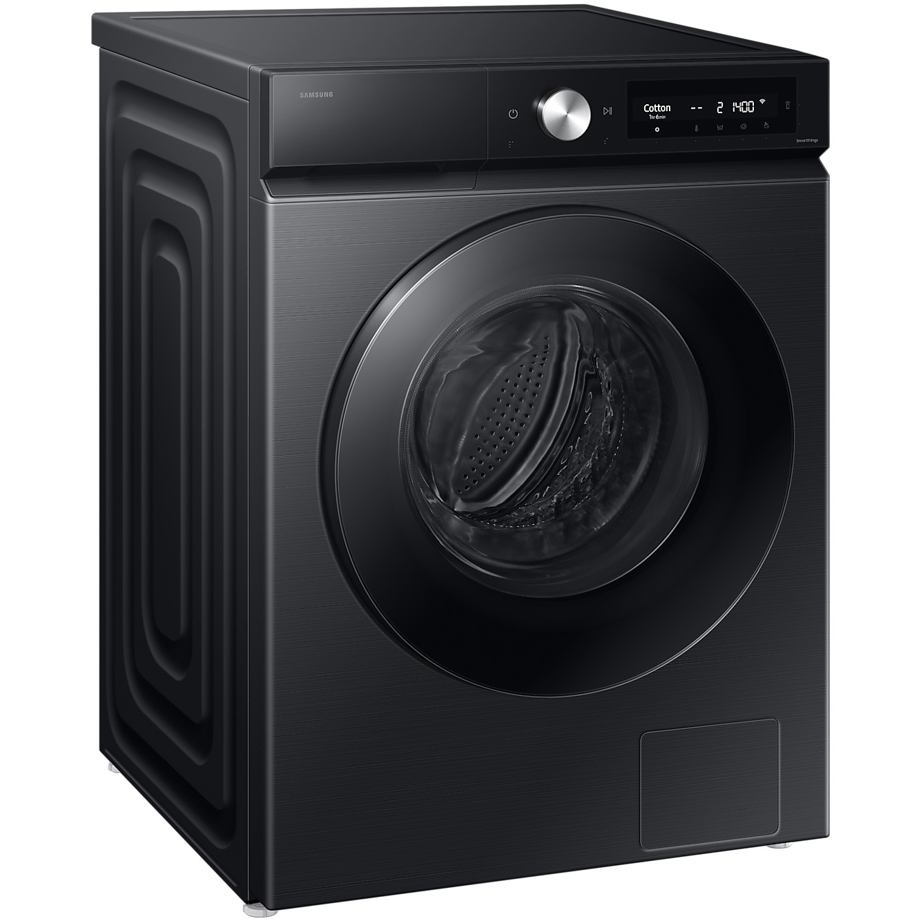 Masina de spalat rufe cu uscator Samsung Bespoke AI WD90DB7B85GBU4, Spalare 9 kg, Uscare 6 kg, 1400 RPM, Clasa D, AI Wash, Auto Dispense, AI Ecobubble, AI Control, Super speed 39 min, WiFi, Negru