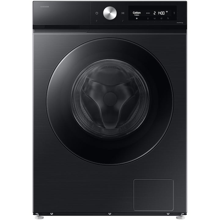 Пералня със сушилня Samsung Bespoke AI WD90DB7B85GU4, Пране 9 кг, Сушене 6 кг, 1400 об/мин, Клас D, AI Wash, Auto Dispense, AI Ecobubble, AI Control, Super speed 39 min, WiFi, Черен