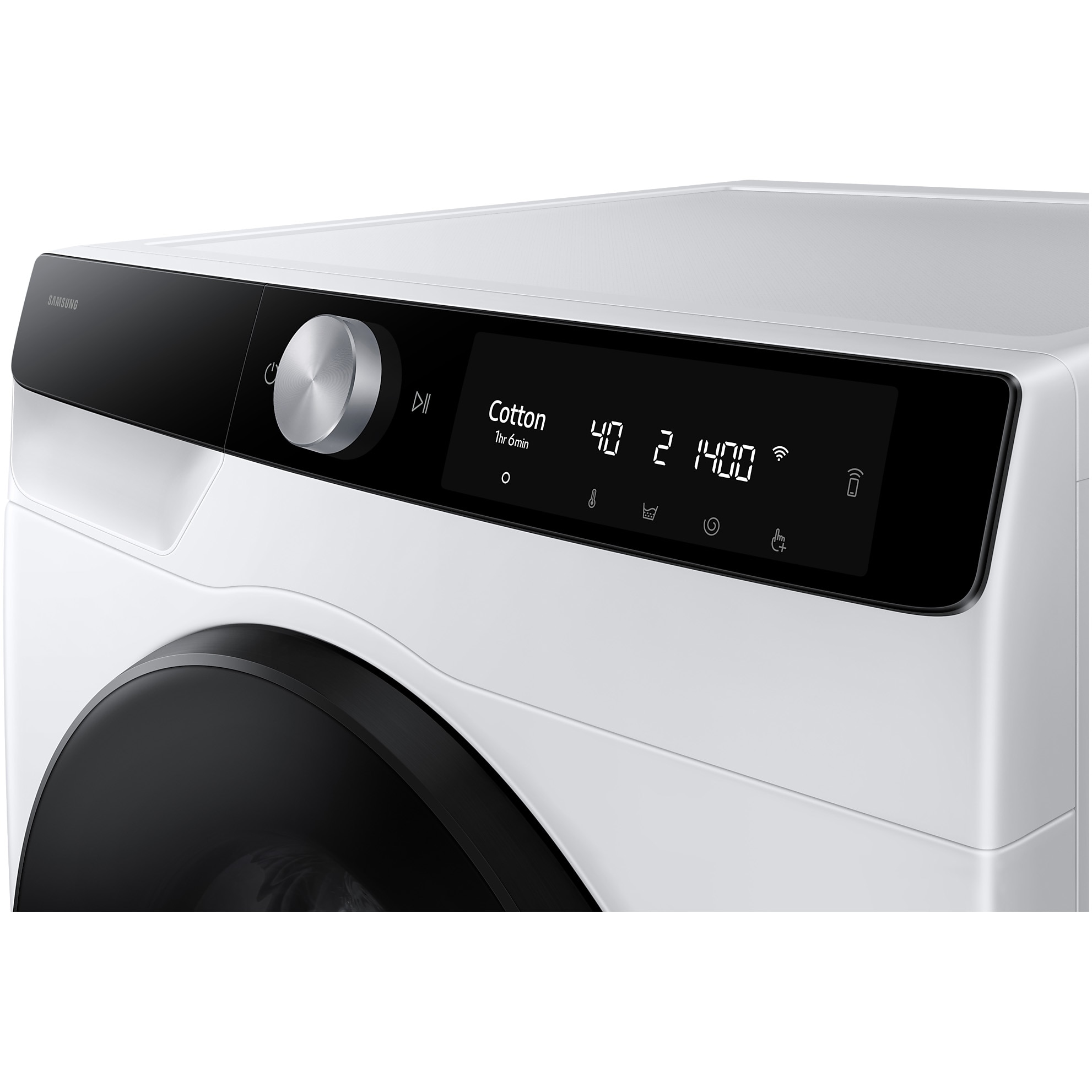 Masina de spalat rufe cu uscator Samsung WD90DG6B85BKU4, Spalare 9 kg, Uscare 6 kg, 1400 RPM, Clasa D, AI Wash, Auto Dispense, AI Ecobubble, AI Control, Super speed 39 min, WiFi, Alb