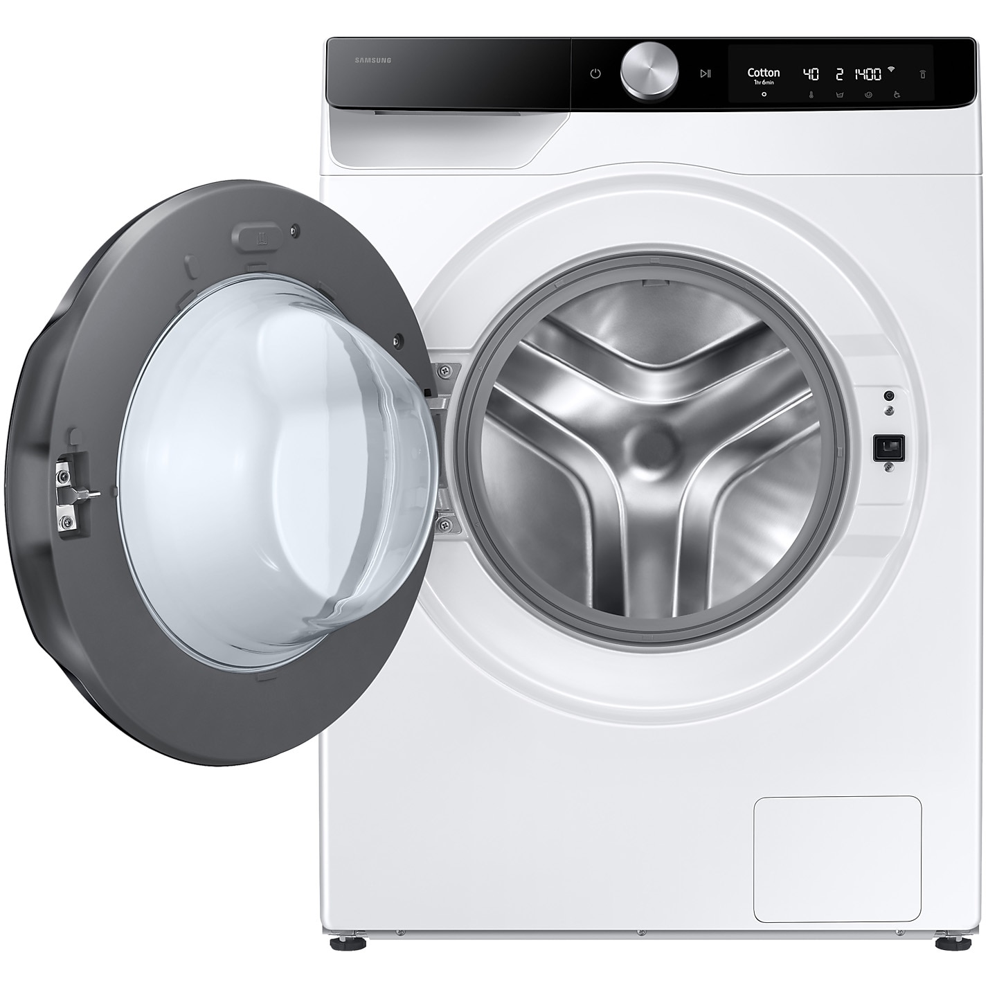 Masina de spalat rufe cu uscator Samsung WD90DG6B85BKU4, Spalare 9 kg, Uscare 6 kg, 1400 RPM, Clasa D, AI Wash, Auto Dispense, AI Ecobubble, AI Control, Super speed 39 min, WiFi, Alb