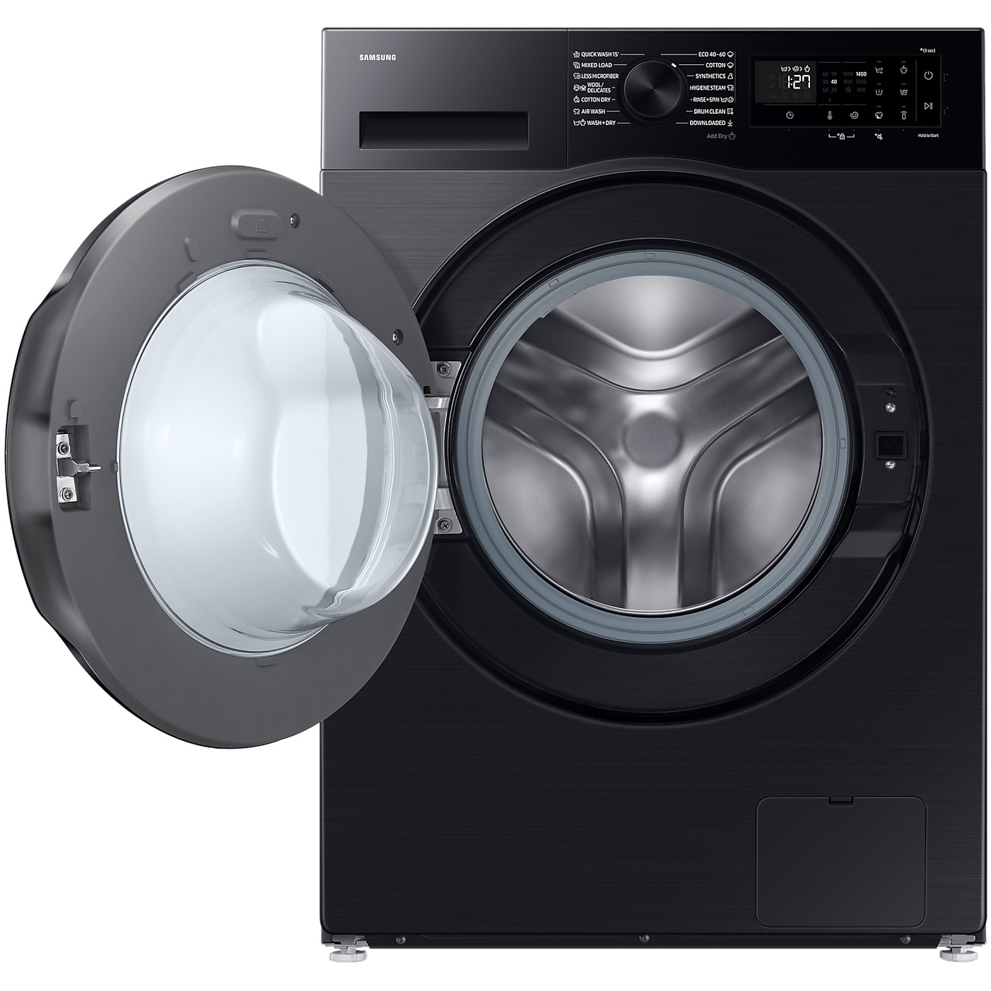 Masina de spalat rufe cu uscator Samsung WD90DG5B15BBLE, Spalare 9 kg, Uscare 6 kg, 1400 RPM, Clasa D, AI Ecobubble, WiFi, Negru