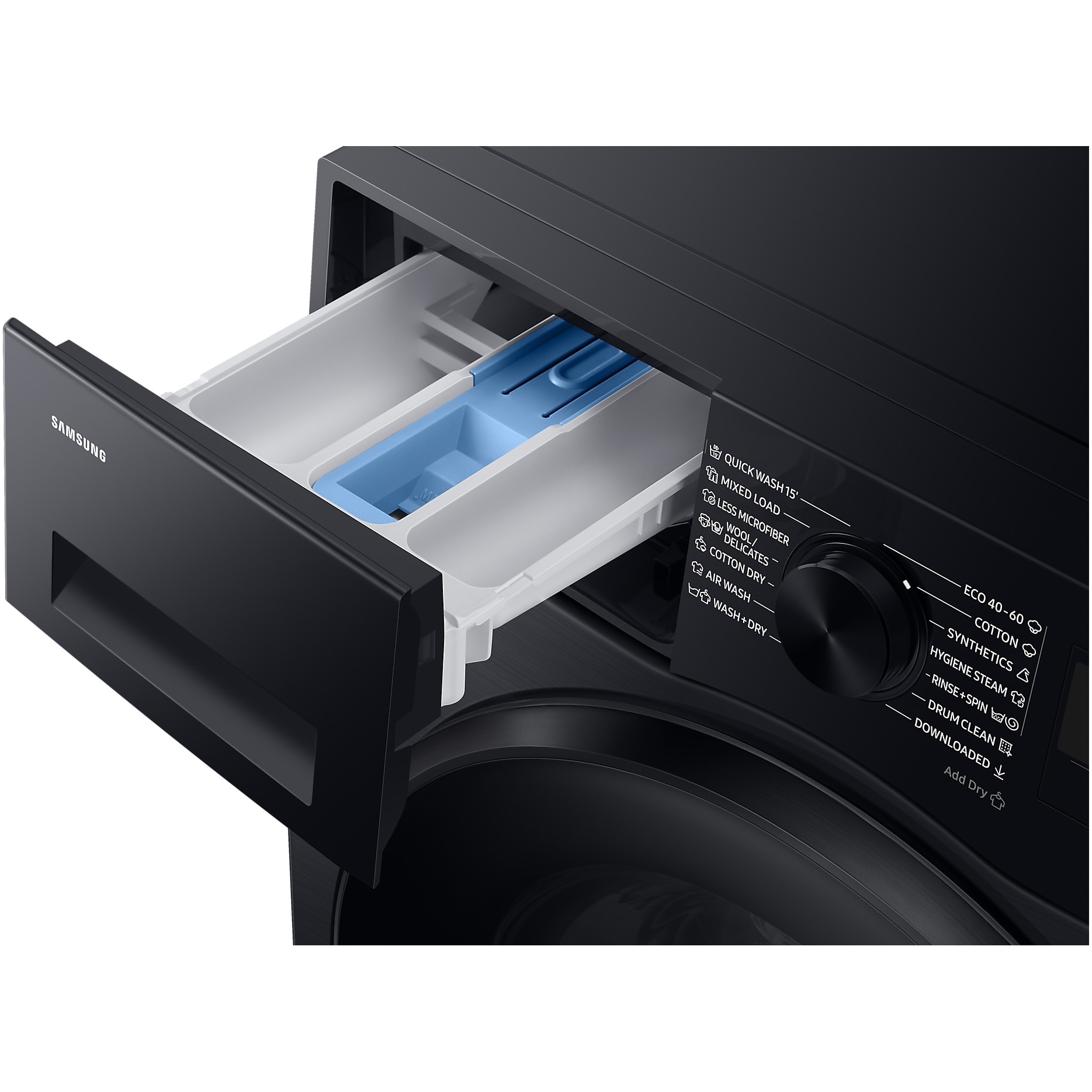 Masina de spalat rufe cu uscator Samsung WD90DG5B15BBLE, Spalare 9 kg, Uscare 6 kg, 1400 RPM, Clasa D, AI Ecobubble, WiFi, Negru