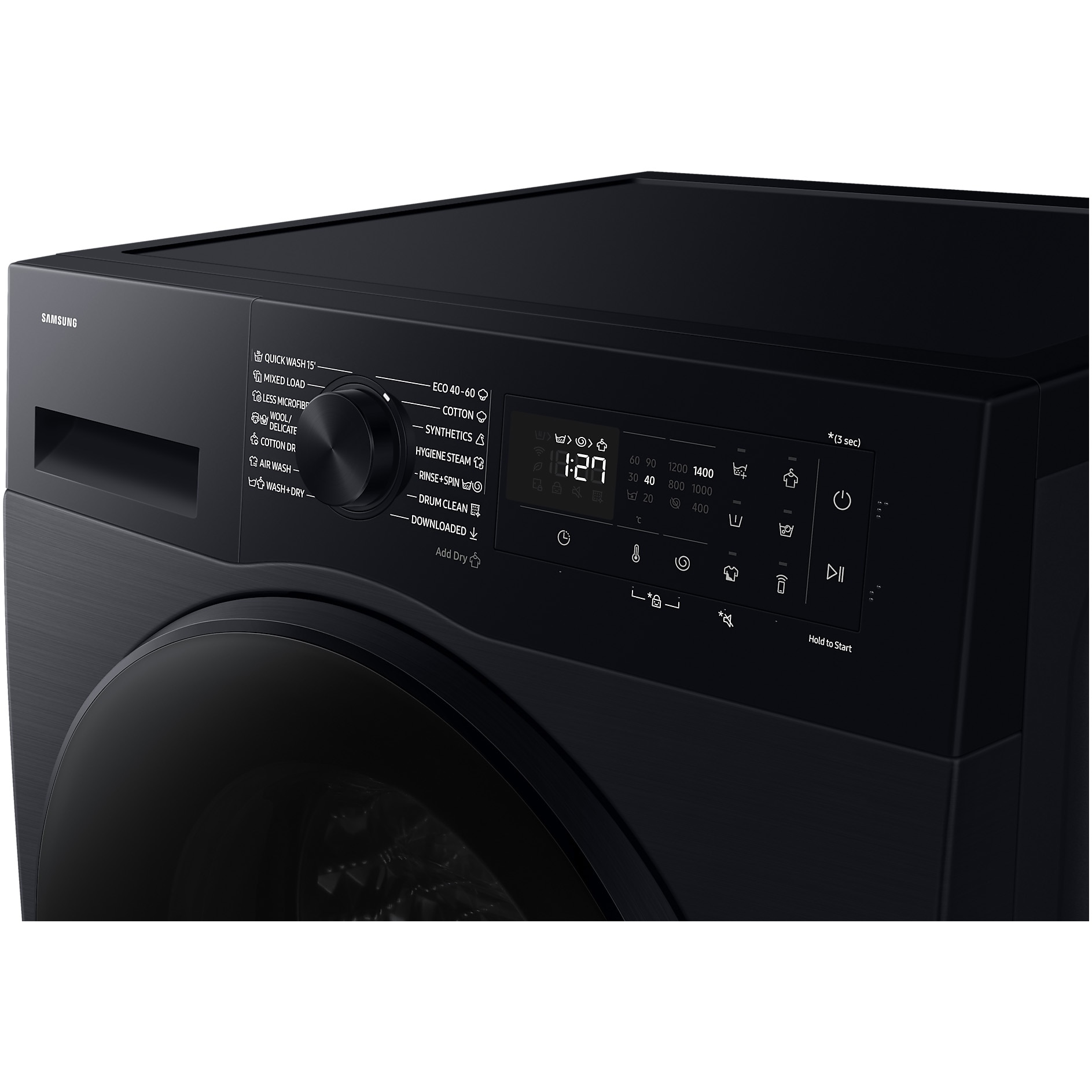 Masina de spalat rufe cu uscator Samsung WD90DG5B15BBLE, Spalare 9 kg, Uscare 6 kg, 1400 RPM, Clasa D, AI Ecobubble, WiFi, Negru