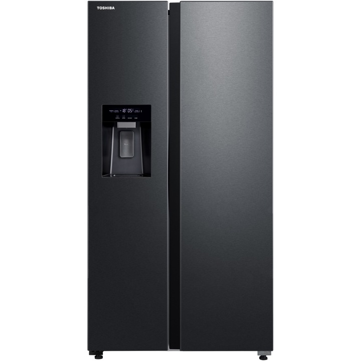 Toshiba GR-RS755WI-PMJ(05) Side by side hűtőszekrény, 568 l, No Frost, E energiaosztály, jégkészítő 3 az 1-ben, Wifi, Inox/Fekete