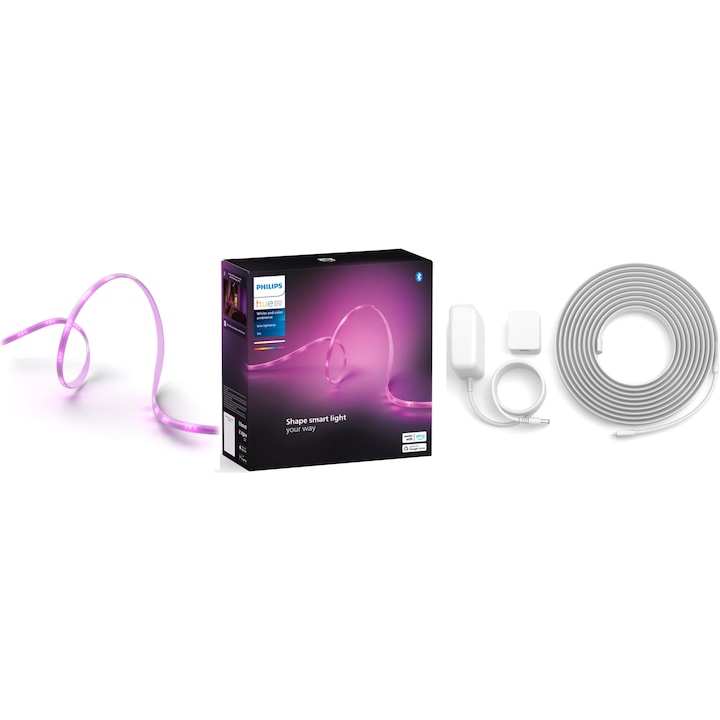 Banda LED RGBWW inteligenta Philips Hue Solo, Bluetooth, zigbee, 20W, 1700 lm, lumina colorata, IP20, 5m