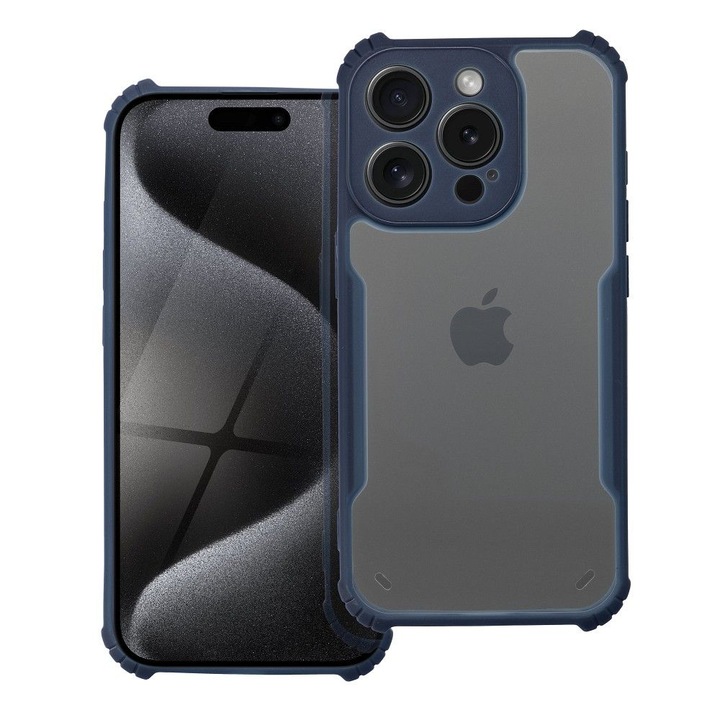 Husa pentru Iphone 16 Pro Max, Antisoc, Protectie Camere, Navy