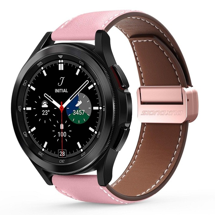 Xiaomi Watch S3 kompatibilis okosóra szíj - Dux Ducis YA - pink bőr szíj (22 mm)