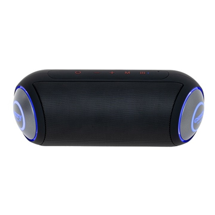 Difuzor portabil, Bluetooth, impermeabil IPX7, radio FM, apelare maini libere, sunet surround, port USB, compact si portabil, negru