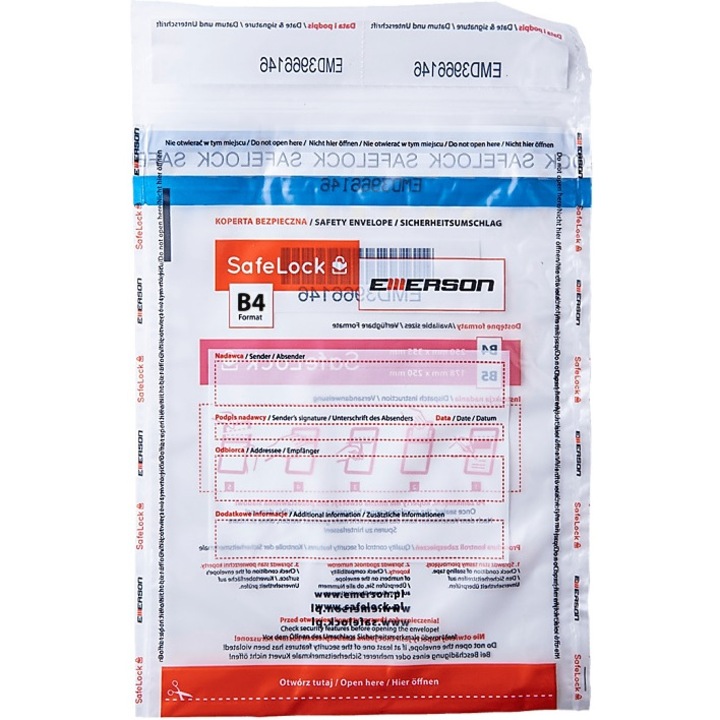 Emerson SafeLock B4 átlátszó borítékok, 100 db-os szett