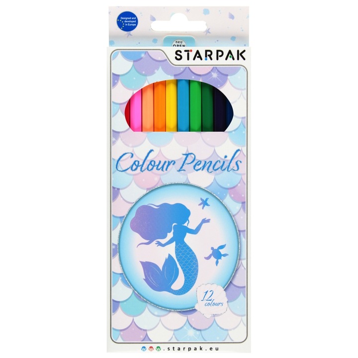 Set 12 creioane colorate STARPAK, Syrenka, culori intense, 18cm