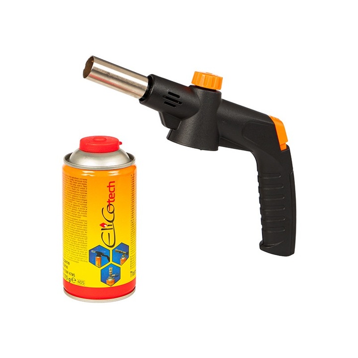 Elicotech kempingégő, piezoelektromos gyújtás, 1300°C, 300ml gázkészlet