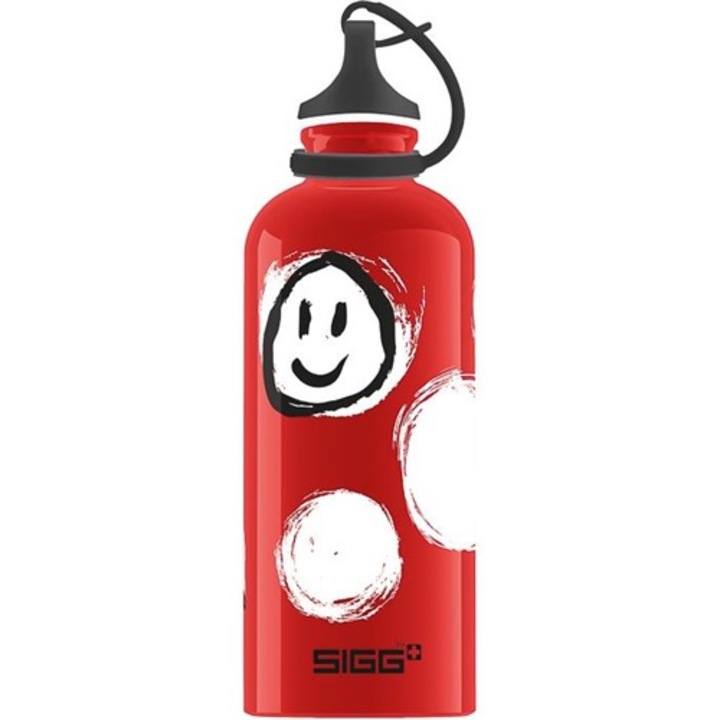 Bidon Sigg Less in More, aluminiu, rosu/alb, 0.6L