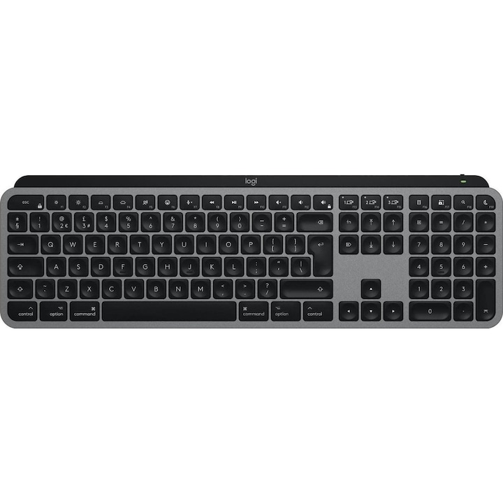 Безжична клавиатура Logitech MX Keys S за Mac, Bluetooth, Multidevice, Съвместими MacOS & iOS, US INTL оформление, Space Gray