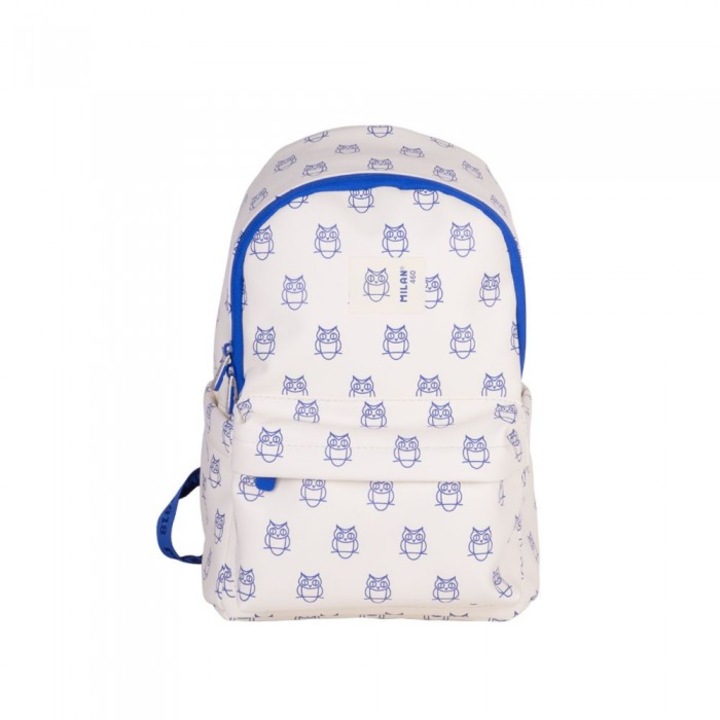 Rucsac MILAN, poliester, alb/albastru, 33 x 25 x 18 cm