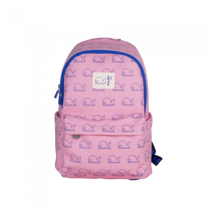 Rucsac scolar MILAN, poliuretan, compartiment izotermic, roz/albastru, 33 x 25 x 13 cm