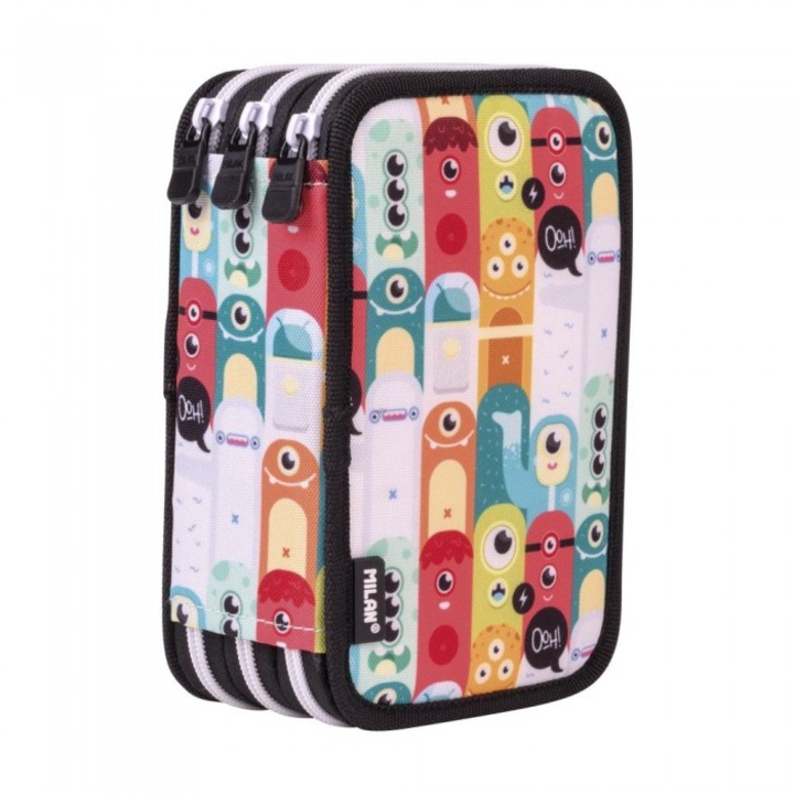 MILAN ALIENS tolltartó, poliészter, 3 rekeszes, felszerelt, többszínű, 19,5x13x7,5cm