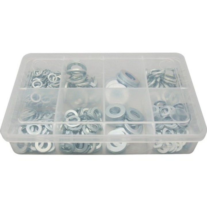 Set Saibe Elastice Grower & Saibe Plate Din Otel Zincat, 250 Piese