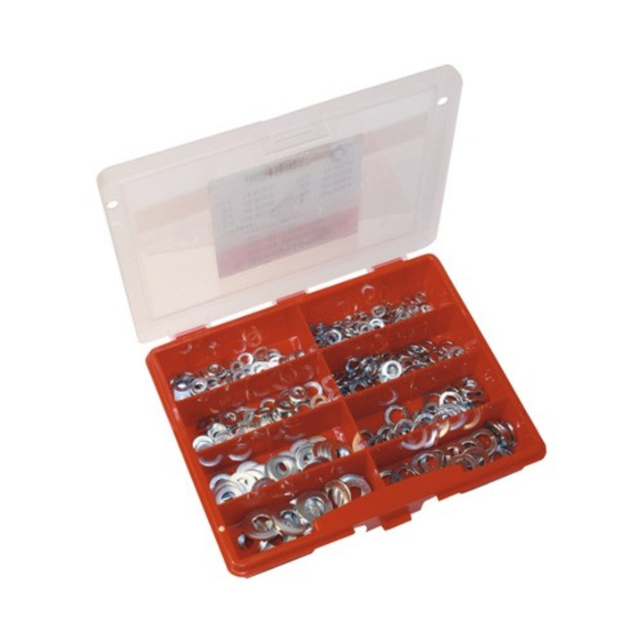 Set Saibe Elastice Grower & Saibe Plate Dresselhaus Din125 & Din127 Otel Zincat, 380 Piese