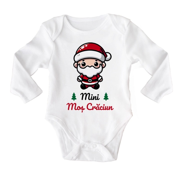Body cu maneca lunga personalizat de Craciun - Mini Mos Craciun, 68