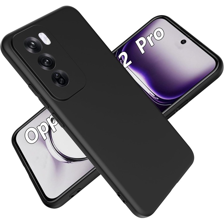 Кейс Aiyando, за Oppo Reno 12 Pro Liquid Silicone тънък подплатен с микрофибърна защита против пръстови отпечатъци черен