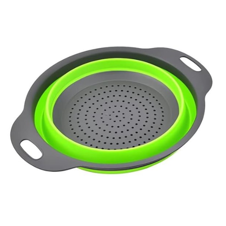 Сгъваем гевгир с дръжки, силикон, зелено-сив