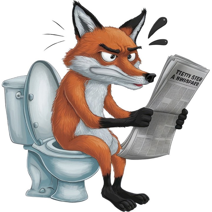 Декоративен стикер, Лисица в тоалетната, Кафяв, 12613ST-14