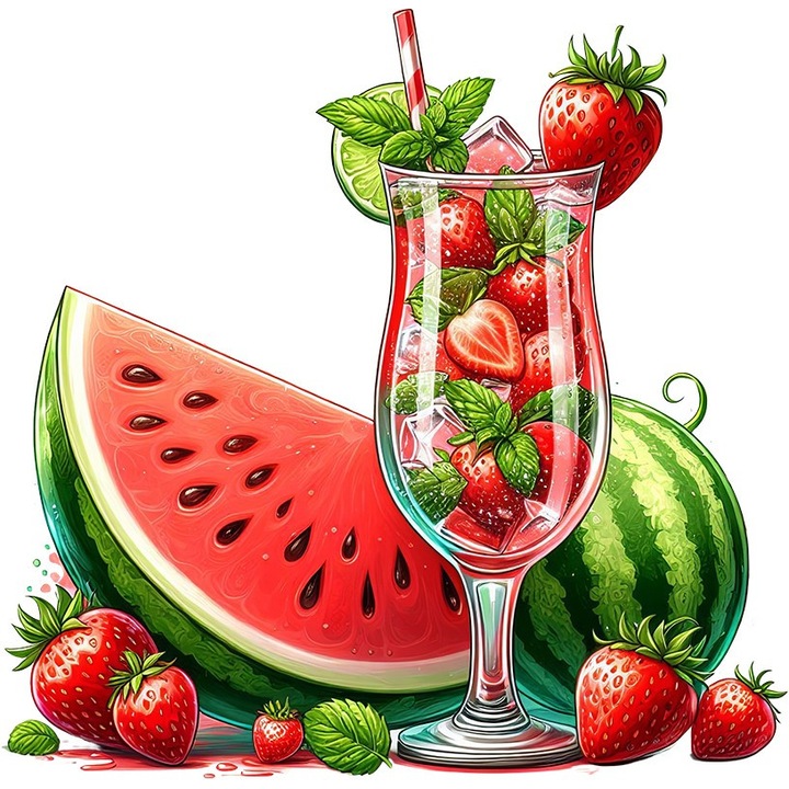 Sticker decorativ, Pepene, Capsune, Verde, 12639ST