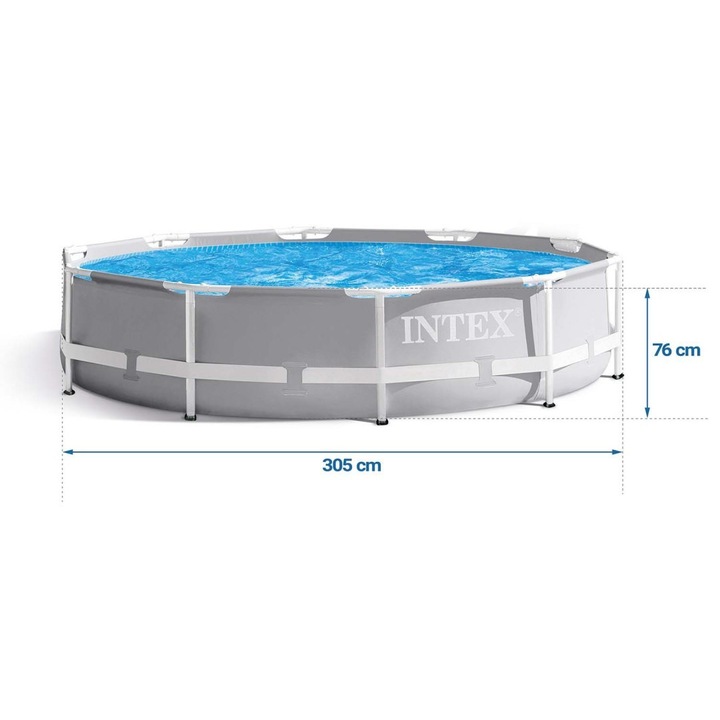 Басейн Intex с кръгла конструкция, 15 в 1 комплект, 3-слоен PVC, 305x76см, вместимост 4485л