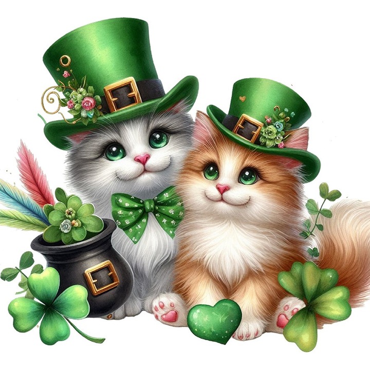 Sticker decorativ, Pisici, Verde, 10941ST-5