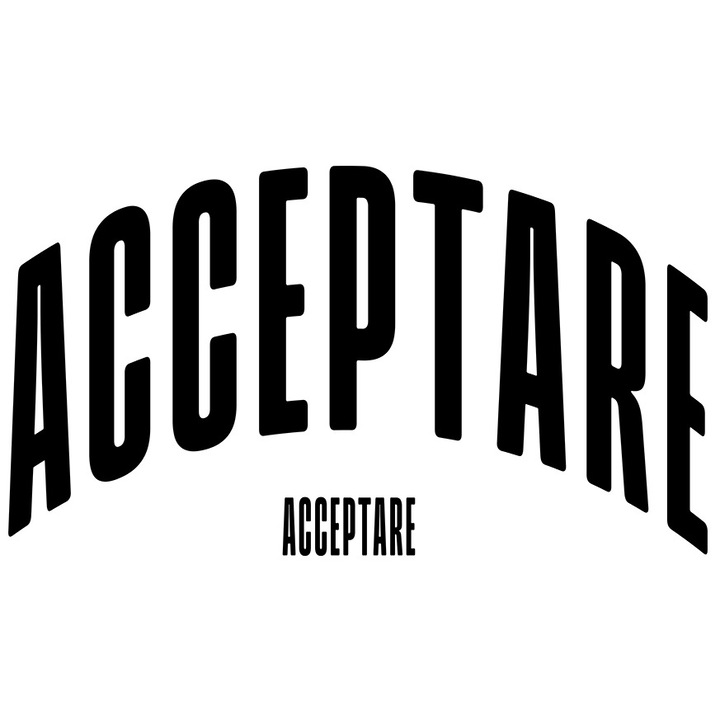 Sticker Cuvantul Acceptare, Motivational, Self Help, Intelegere de Sine, Apreciere, Speranta cu Margini Albe, PVC Vinyl 40 cm