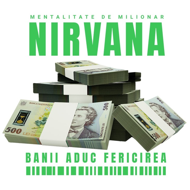 Sticker _Nirvana - Banii Aduc Fericirea cu Margini Albe, PVC Vinyl 10 cm