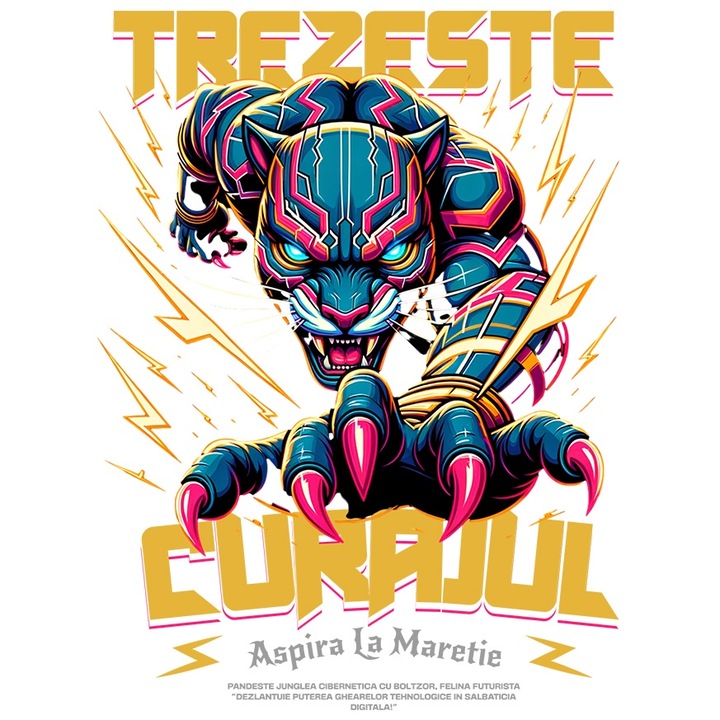 Sticker Boltzor Wilderness, The Electric Panther cu Margini Albe, PVC Vinyl 10 cm