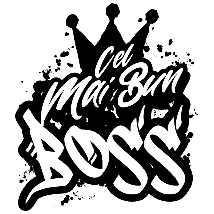 Sticker Pentru Cel Mai Bun boss, Apreciere, Cadou, Rasplata, Multumire cu Margini Albe, PVC Vinyl 90 cm