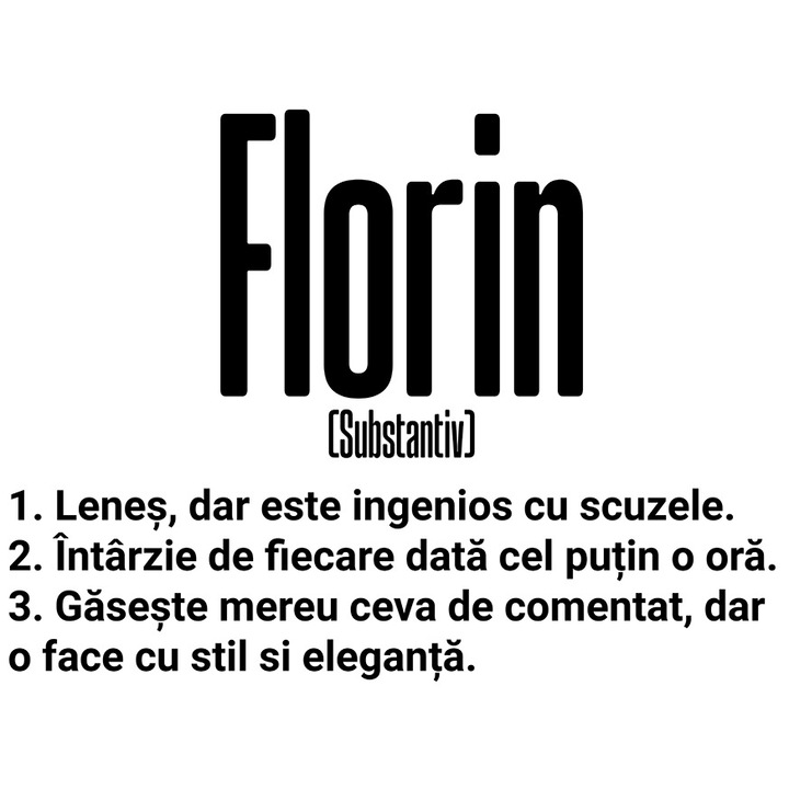 Sticker Cu Numele Florin, Amuzant, Lenes, Haios, Funny, Personalizat, Cadou cu Margini Albe, PVC Vinyl 10 cm