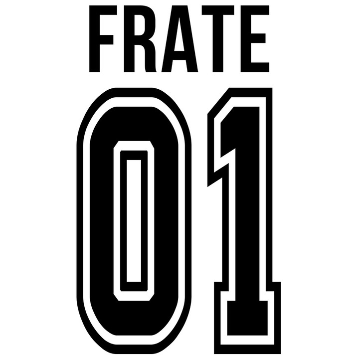 Sticker Cu Textul frate, si Numarul 01, Cel Mai Bun, Apreciere, Personalizat cu Margini Albe, PVC Vinyl 23 cm