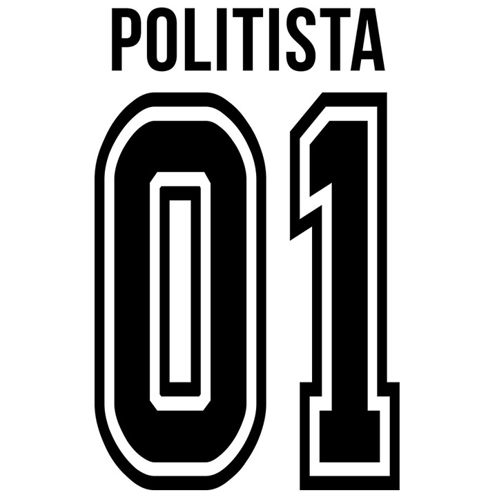 Sticker Cu Textul politista, si Numarul 01, Cel Mai Bun, Apreciere, Personalizat cu Margini Albe, PVC Vinyl 23 cm