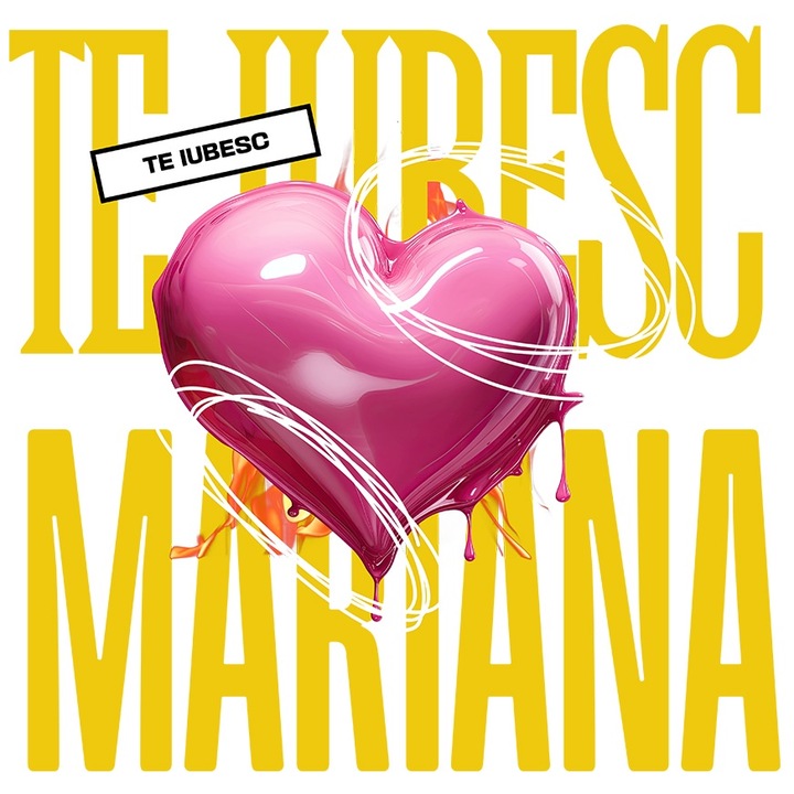 Sticker Te Iubesc Mariana, Dragoste, Inima, Iubire, Sfantul Valentin, Dragobete, Valentine's Day cu Margini Albe, PVC Vinyl 23 cm