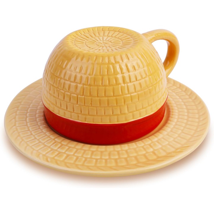 Cana de cafea One Piece Anime Design cu Palaria lui Luffy, Cana din ceramica pentru cafea, ceai sau lapte, Cadou pentru ziua de nastere