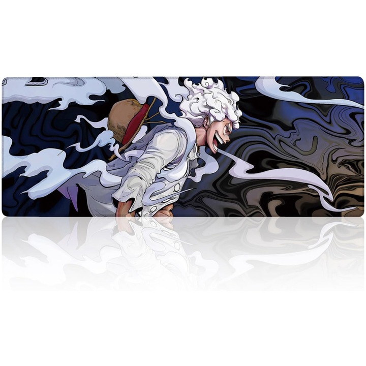 Hosszú egérpad játékhoz, Luffy Gear 5, Lycra felület, vízálló, csúszásmentes, 80x30 cm