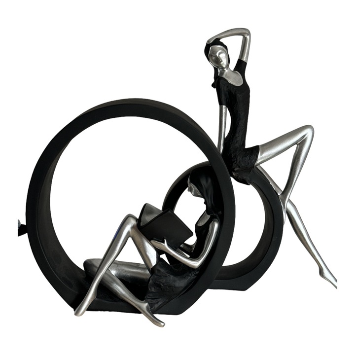 Set 2 Statui Decorative, model antiteza negru, 29x20x5cm