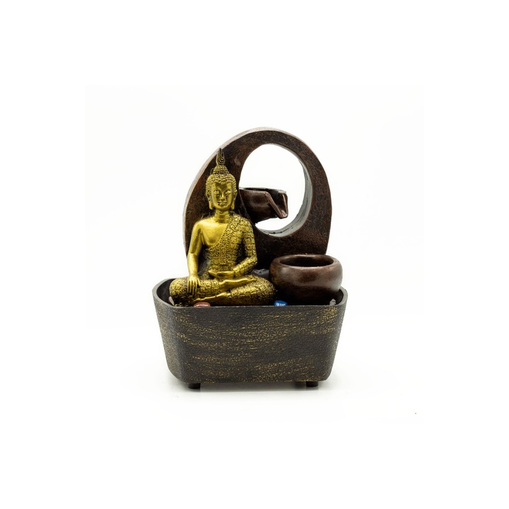 Артезиански настолен фонтан - 21,5см - Златен Буда